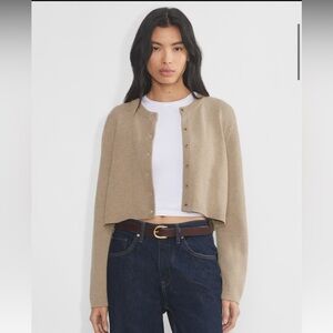 Wilfred Sicily Heathered Tan cropped sweater cardigan
